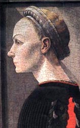 “Portrait of a Lady”, by a follower of Paolo Ucello, first half of the 15th century. Here the tape was brought around one more time over the top of the ... - ucello1